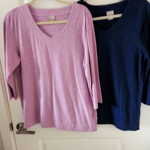 Chico  3/4 sleeves tops size 2 (L)Lavender and Blue.